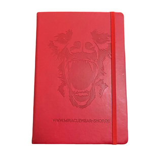 Carnet A5 avec couverture en PU, logo personnalisé en relief, journal de réunion de bureau avec porte-stylo - Product Image 1
