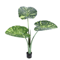 Pohon Daun Alocasia Taro Plastik Hijau Buatan Langsung dari Pabrik untuk Dekorasi Rumah dan Taman