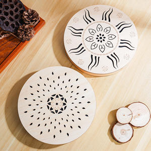 Tambor de Artesanía Artesanal con Patrón de Hojas, Instrumento de Sanación con Sonido de Lluvia y Onomatopoeias Naturales, Pequeña Percusión Étnica - Product Image 2