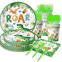 Articles de fête d'anniversaire sur le thème des dinosaures, vaisselle jetable pour enfants, assiettes, serviettes, gobelets pour 10 invités