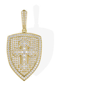 Verdia 힙합 Moissanite 방패 펜던트 남자 S925 실버 18k 금 도금 적합 쿠바 테니스 체인 고급 보석 선물 GRA - Product Image 2