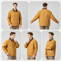 Veste de travail en toile lavée pour hommes, col rabattu en velours côtelé, multi-poches, boutonnée, logo personnalisé, respirante et imperméable, vente en gros