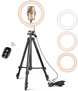 10.2Inch Selfie Ring Licht Met Telefoon Houder Voor Make-Up & Youtube Live Stream Dimbare Led Lightning Met Afstandsbediening