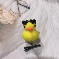 Belle drôle cheveux accessoires Kawaii à lunettes canard pince à cheveux enfants filles en peluche petit canard jaune avec des lunettes printemps épingle à cheveux