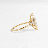 Bague de fiançailles en or massif 14K/18K avec diamant de laboratoire 0,5-3 carats, taille marquise, trois pierres, pierres latérales en forme de poire, certifiée IGI CVD/HPHT, personnalisable