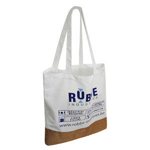 Borsa da Shopping BSCI borsa da spiaggia riutilizzabile in <span class=keywords><strong>tela</strong></span> di alimentari con stampa personalizzata logo in cotone bianco con giunzione di iuta inferiore - Product Image 1