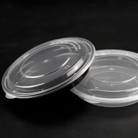 Contenants alimentaires ronds jetables en PP de qualité alimentaire avec couvercles, sans BPA et compatibles micro-ondes, pour la préparation des repas, le contrôle des portions, la vente à emporter et la restauration