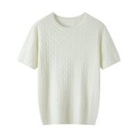 Pull d'hiver épais 100 % laine pour homme, style classique, logo brodé, respirant, 7GG, style plat simple, polyvalent, col rond, devant uni, vente en gros