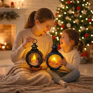 Lampes LED en forme de lanterne, décorations de Noël de luxe pour fêtes nocturnes avec Père Noël et bonhomme de neige, fournitures lumineuses pour enfants - Product Image 5