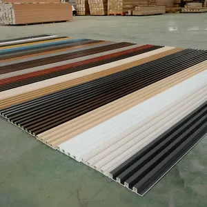 Desain baru atu Panel kayu PVC permukaan melengkung Gedung Kantor padat menyarankan Panel dinding untuk dinding dekorasi Interior