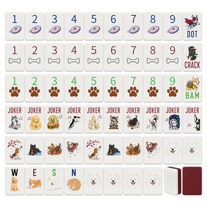 Fichas de Mahjong con Grabado de Perros: Pastor Alemán, Labrador, Golden Retriever, Bulldog, Color Borgoña, Estilo <span class=keywords><strong>Americano</strong></span> - Product Image 2