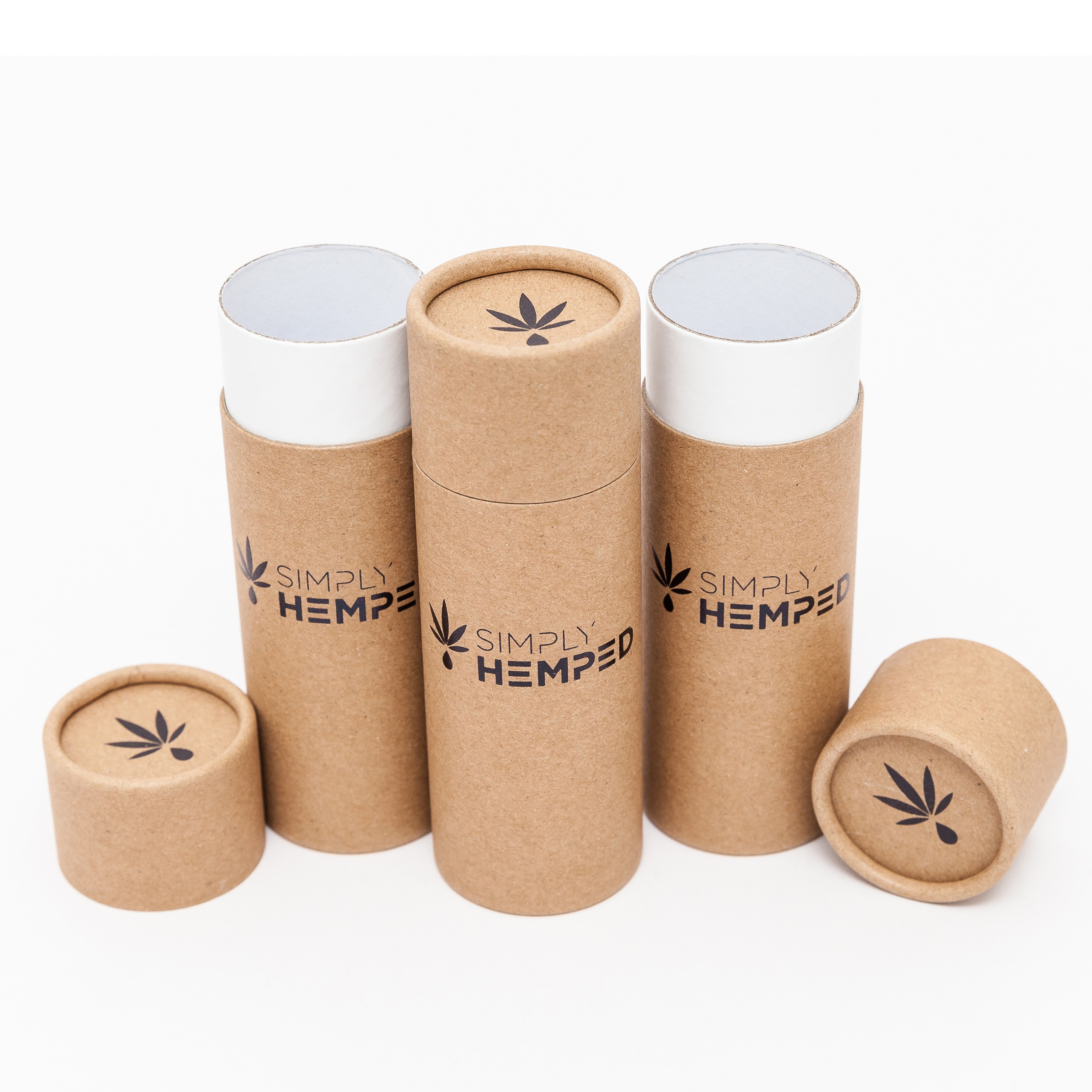 Recyclable Custom Kraft Paper Packaging Cylinder Tube Stamped Features