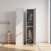 Armoire de rangement verticale en acier robuste à 2 niveaux verrouillable pour bureau, dortoir, hôtel, hôpital
