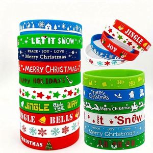 Christmas Bracelet Printed Cartoon Pattern Holiday Party <b>Creative</b> Silicone Wristband Custom Logo - Product Image 1