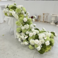 M-FR60 Nouveau style cascade de fleurs d'hortensia vertes, centre de table, roses blanches, fleurs d'allée, décoration de mariage