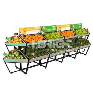 Gran oferta, supermercado, tienda de comestibles, estante de exhibición de productos combinados de acero inoxidable de madera con soporte para letreros - Product Image 1