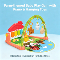 LK Toys Detachable Farm Animal Hanging Rattles Adjustable Arch Frame Multifunctional Foot Pedal Piano Baby Time Gym