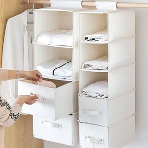 Organisateur de placard de chambre à coucher tridimensionnel en tissu de coton et de lin avec sacs de rangement inclus - Product Image 3