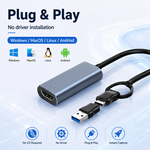 การ์ดจับภาพวิดีโอ HDMI แบบ USB 3.0ช่องเสียบอินพุต4K * 60Hz ชนิดอินพุต-c/a RGB ไฟ MS2130S เสียบสำหรับการถ่ายทอดสดกล้องคอมพิวเตอร์แอนดรอยด์ - Product Image 1