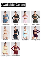 Vêtements de Pilates en gros : Hauts de yoga et de fitness personnalisés, sexy, ajustés, à manches longues, coupe courte, pour femmes