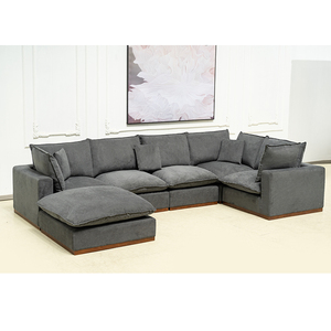 Modern Luxury U-Shape Grey Fabric down Cloud Bed Oversized Modular Cloud Couch <b>for</b> Living Room Sectional Couch - Product Image 4