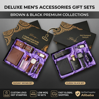 Coffret Cadeau Luxe Homme : Portefeuille, Ceinture, Montre, Parfum, Porte-clés, Bracelet (6 pièces) – Personnalisation Logo, Marquage à Chaud, Boîte Cadeau d'Entreprise