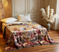 Couvre-lit matelassé de luxe en chanvre chinois écologique, brocart Han, 230cm*250cm - Moment de fleurissement rouge, pour la maison, toutes saisons