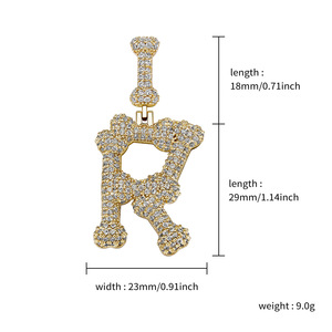 Collar Deportivo Europeo Americano de Moda con Colgante de Hueso de Diamante y Letras Aleatorias Combinadas de la A a la Z, en Oferta - Product Image 6