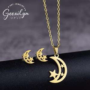 यूरोपीय अमेरिकी पंक मिश्र धातु तीन-टुकड़ा हार और इयररिंग सेट यूनिसेक्स ट्रेंडी चिकनी ज्यामितीय डिजाइन चीन में बनाया गया - Product Image 5