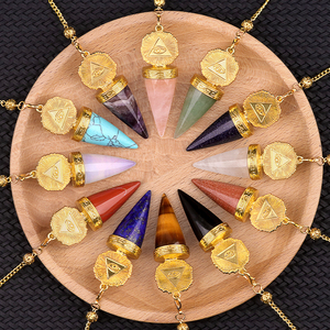 Nouveau pendule en pierre à motif rétro en or et chaîne Syn.Blue <span class=keywords><strong>Goldstone</strong></span> pour la divination hypnose guérison âme sorcellerie - Product Image 5