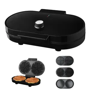 3 In 1 2 Slice Arepa Grill Machine Large Commercial Round Heart Belgium Waffle Double Waffle Maker