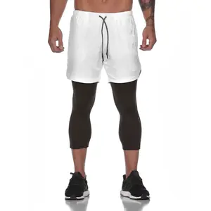 Compression hommes Joggers pantalons décontractés Powerlifting entraînement Shorts de boxe hommes ajusté pantalons de sport pour hommes pantalons de survêtement 2 en 1