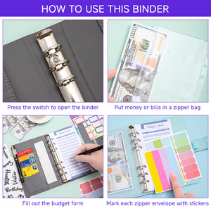 Carpeta de Presupuesto A6 de Lujo en Cuero PU con Diseño de Ondas de Agua, Organizador de Dinero para Ahorrar Efectivo, Planificador de Presupuesto, Cuaderno con Sobres con Cremallera - Product Image 4