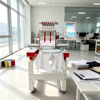 Machine à broder professionnelle à tête unique, informatisée, multi-aiguilles pour vêtements, casquettes et travaux de logo