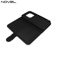 Casing Dompet Ponsel Lipat Magnetik Anti Benturan Sublimasi TPU Kanvas Kulit PU Cetak OEM Kustom dengan Slot Kartu untuk iPhone