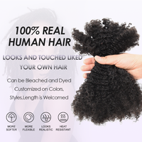 Originea Cheveux Humains Brésiliens Vierges Afro Crépus Bouclés 14 Pouces en Vrac pour Micro Locs/Twists/Tresses/Réparation de Locs 50g