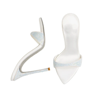 Chaussures de créateur 2026, mules en soie cristalline couleur bonbon, talon de 12 cm, sandales sexy pour soirée, chaussures de mariage pour femmes
