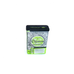 small peppermint metal candy tin box with slide lid