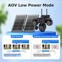 Caméra solaire 4G extérieure WiFi à quatre écrans 3 PTZ 360 °   Caméra de sécurité CCTV à suivi automatique, vision nocturne, pour la sécurité de la maison