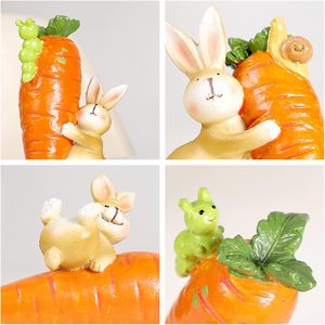Living Room Tabletop Resin Sculpture <b>Ornament</b> Bunny Carrot Statue Desk Gift <b>Easter</b> Figurine 11x7cm Children's - Product Image 3