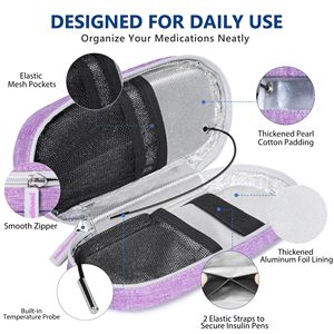 Estuche de Viaje para Insulina Aprobado por la TSA, con Pantalla de Temperatura y Bolsas de Hielo para 3-4 Plumas, Estuche para Medicamentos Diabéticos - Product Image 3