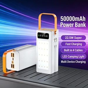 แบตสำรองพกพา 50000mAh พร้อมสายชาร์จในตัว 4 เส้น ไฟ LED สำหรับแคมป์ปิ้ง 22.5W ชาร์จเร็วพิเศษ หน้าจอ LED แสดงผลแบบดิจิตอล แบตสำรองสำหรับแคมป์ปิ้ง - Product Image 6