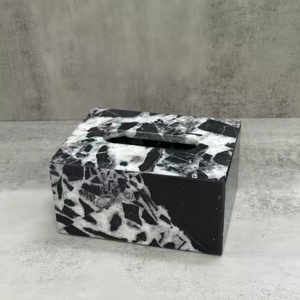 SAIDKOCC Boîte à mouchoirs en onyx Marquina Traversine, marbre naturel pur, style nordique minimaliste, décoration <span class=keywords><strong>de</strong></span> salle <span class=keywords><strong>de</strong></span> bain et d'intérieur - Product Image 5