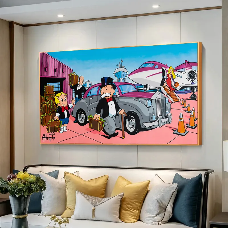 Modern Home Street Art of Monopoly Lying In A Pile Money Wall Dollars Posters and Print monopoly canvas wall art