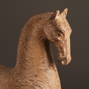 Chinese Style Tang Horse Figurine Natural Resin Handmade <b>Retro</b> Brown Tabletop <b>Decoration</b> For Living Room Entryway - Product Image 3