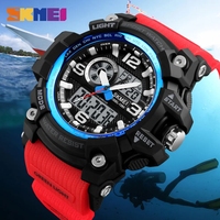 Jam Tangan Pria Skmei 1283 Digital Analog Layar Ganda PU Gaya Fashion Waktu Ganda Relojes Hombre Tahan Air