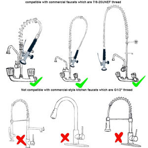 Cabezal de válvula de pulverización de preenjuague de doble función, cabezal rociador de grifo de fregadero comercial con mango de agarre - Product Image 6