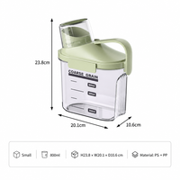Bocal de stockage hermétique pour céréales en gros, 800 ml, avec couvercle doseur et poignée courte, qualité alimentaire, anti-humidité, pour cuisine