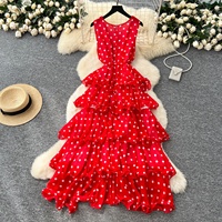 Robe Décontractée d'Été pour Femmes, Motif Pois, Sans Manches, Taille Haute, Style Doux et Fluide