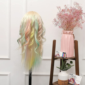 Tête <span class=keywords><strong>de</strong></span> Mannequin Pédagogique en Cheveux 100 % Naturels, Longueur 65 cm, avec Épaules, pour Coupe et Tressage - Product Image 5